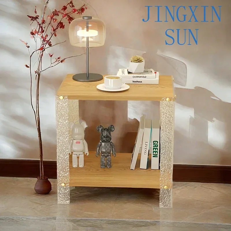 Nordic acrylic parallel side table modern simple living room square edge several household practical storage racks coffee table