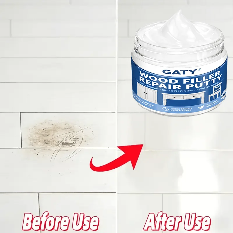 Weiße Holzfüllpaste mit Spachtel, schnelltrocknend, schrumpffrei, repariert Risse, Löcher, Kratzer, sandbar, beizbar – Detail 7
