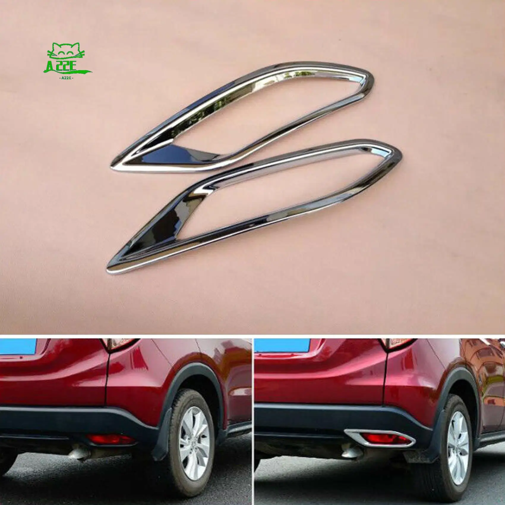 

A22E-Chrome Rear Bumper Fog Reflex Light Cover Trim Molding Lamp Garnish For HONDA VEZEL HRV HR-V 2014-2019