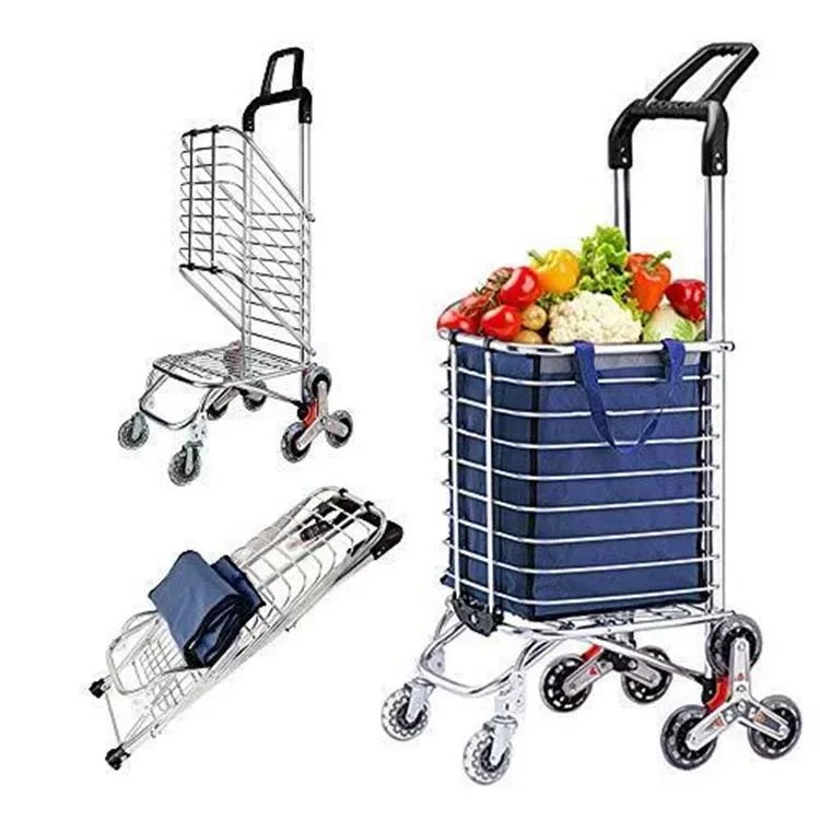 

Upgraded Folding Shopping Cart Portable Grocery Stair Climbing Cart