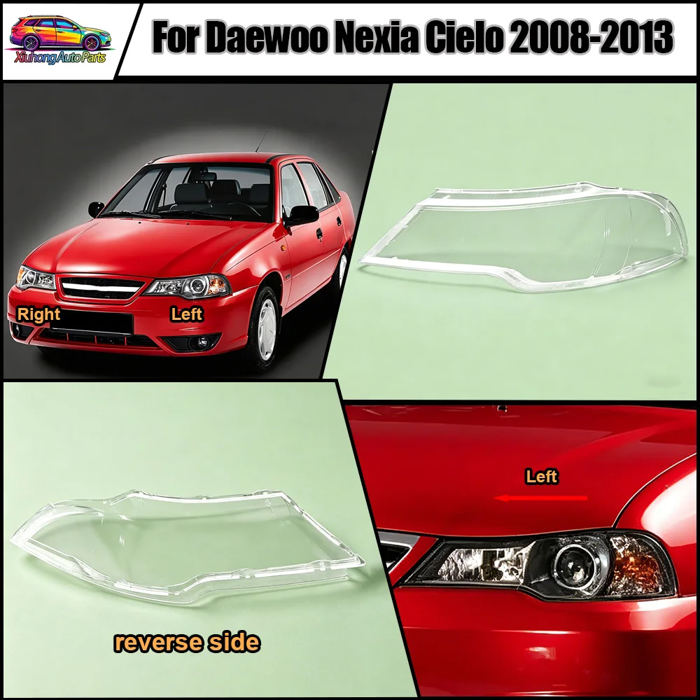Cubierta de faro transparente, lente de carcasa de faro para Daewoo Nexia Cielo 2008 2009 2010-2013, piezas de repuesto de plexiglás para automóvil