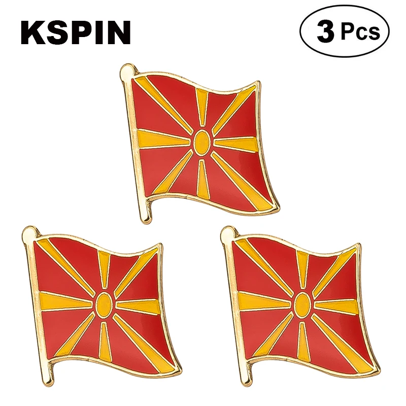 3pcs a lot Macedonia Flag Lapel Pins Badges Brooches