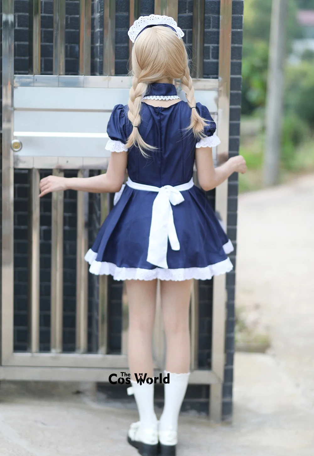 S-5XL Japanese Navy Blue White Apron Dress Maid Servant Restaurant Work Uniform Outfits Cosplay Costumes 0 sold