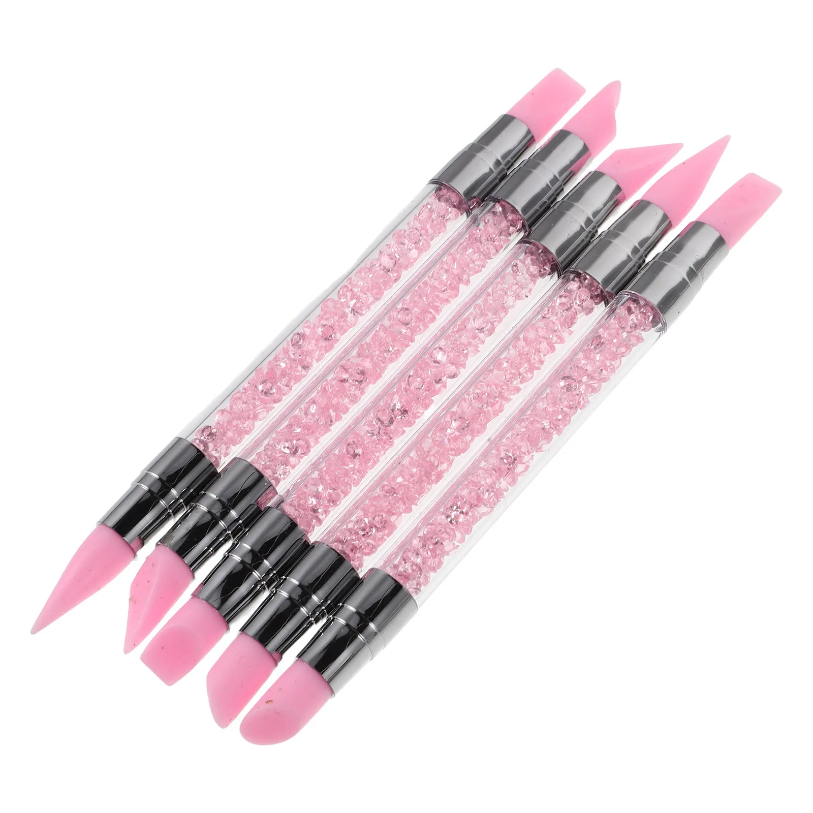5Pcs Nail Art Dotting Tool Silicone Dual Tipped Nail Pen Manicure Supplies for Carving Painting Drawing Shaping Acrylic Gel