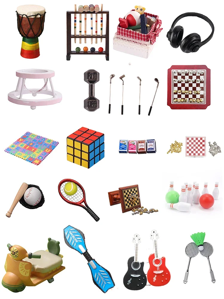 Miniature Doll House Outdoor Croquet Fan You Dumbbell Badminton Ball Golf Clubs Sports Equipment Musical Instrument Go Mini Game