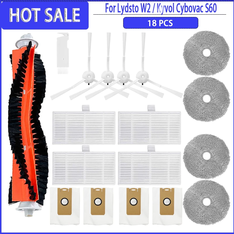 Szczotka boczna rolkowa Filtr HEPA Ściereczka do odkurzacza Lydsto W2/Kivol Cybovac S60/AICLE Inic iX10 Części zamienne