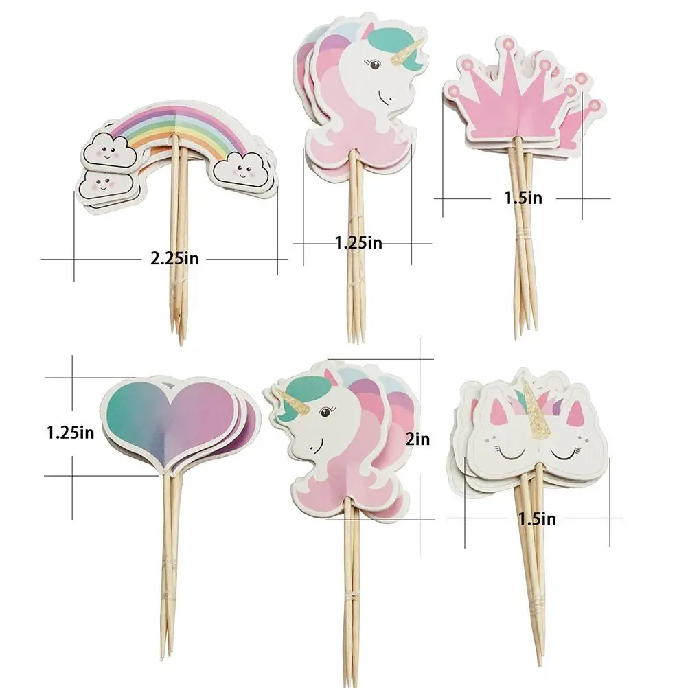 

24Pcs Unicorn Cake Toppers Animal Cupcake Picks Cloud Shape Cake Decorations Party Food Picks Baking Cake Decorating Tools