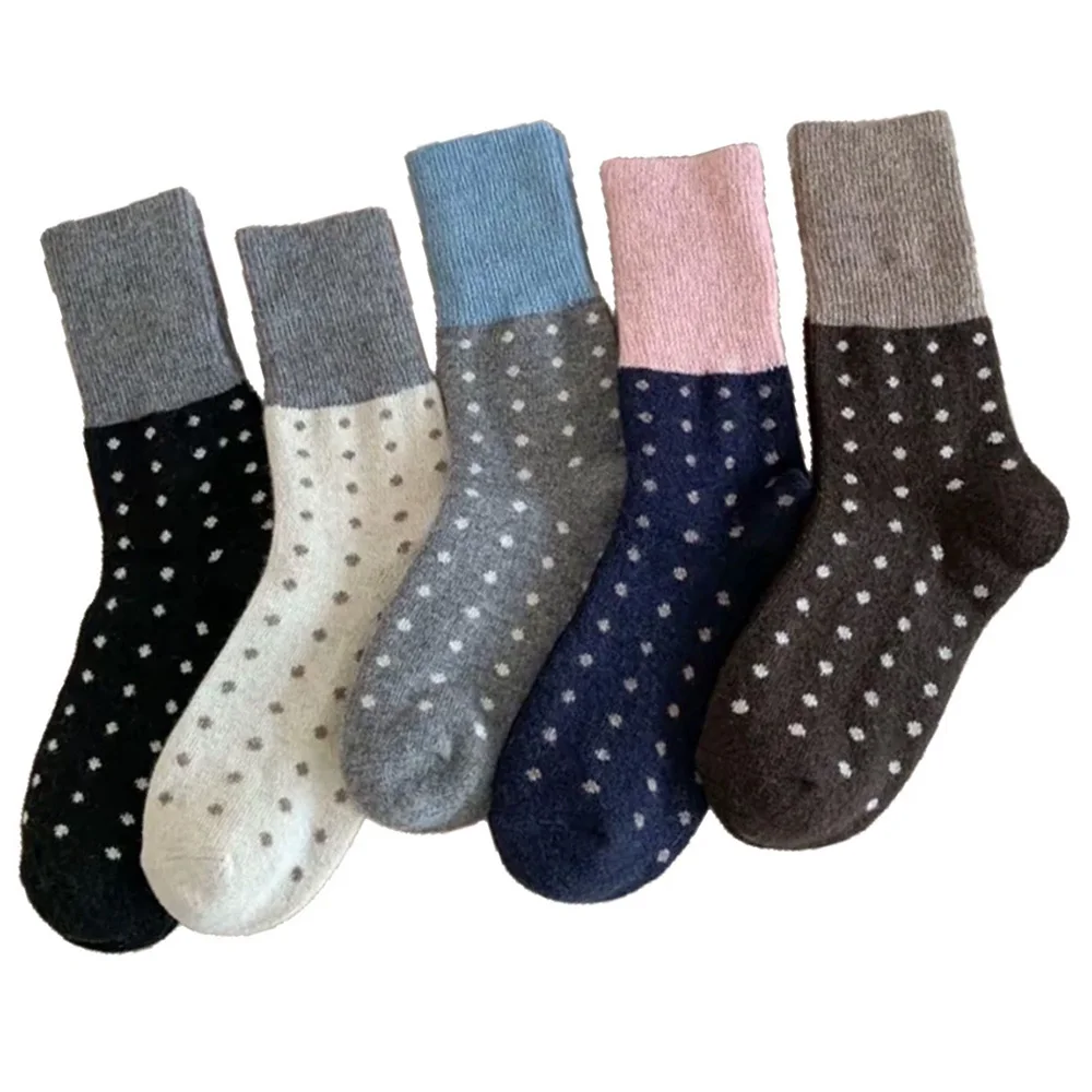 

5 пар модных женских носков в горошек, весенне-летние длинные средние мягкие удобные повседневные носки