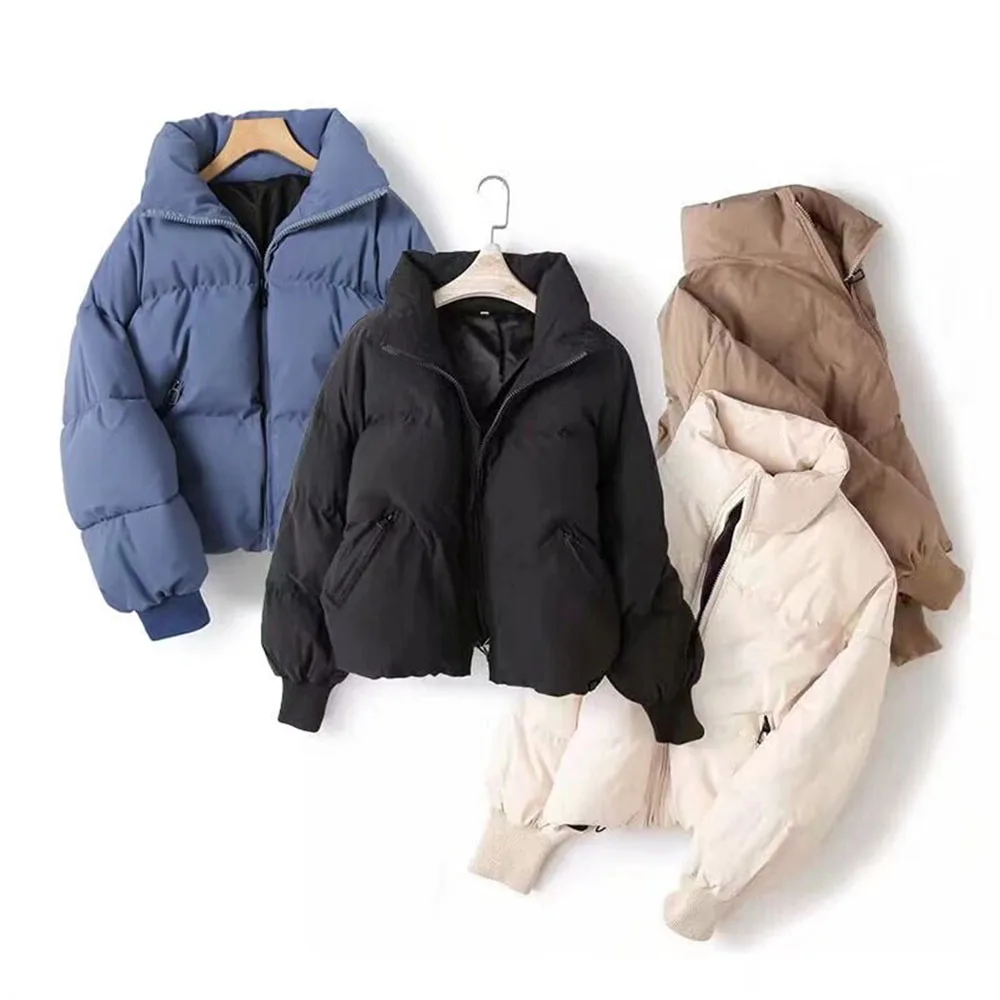 

Winter new women's clothing lazy style loose and thick warm stand up collar fluffy bread jacket