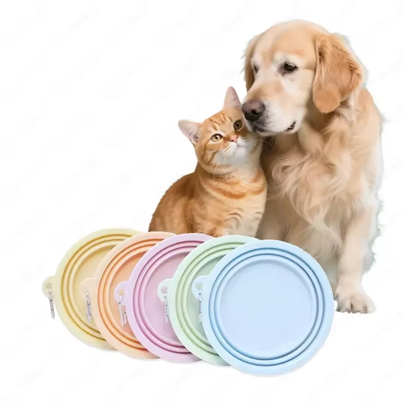 350ml Silicone Collapsible Dog Bowl Folding Pet Drinking Bowl Outdoor Travel Portable Puppy Food Container for Dogs And Cats
