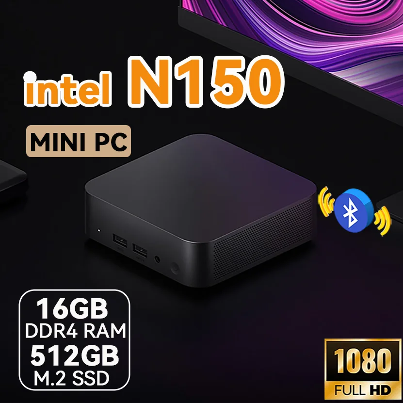 

Mini PC Hotselling Windows 11 Intel N150 32GB RAM 512GB 1TB SSD PC Gamer Computer Dual WIFI 6 BT5.2 4K HD Mini Gaming Pc Desktop