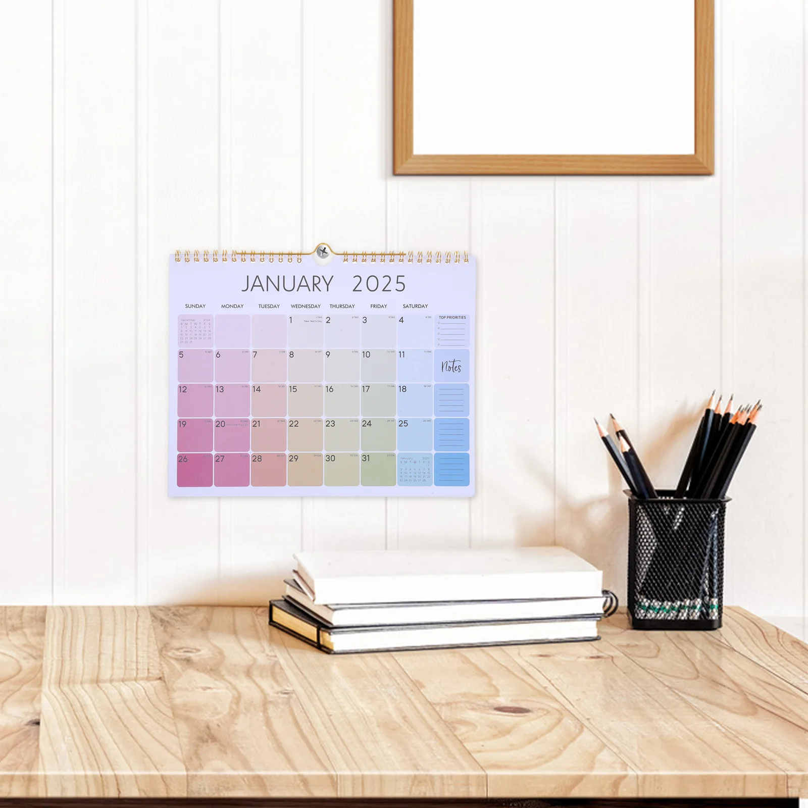 Calendario de pared del año en inglés 2025, diseño colgante Vertical, planificador para el hogar y la Oficina, calendario, calendarios de pared, accesorios de oficina