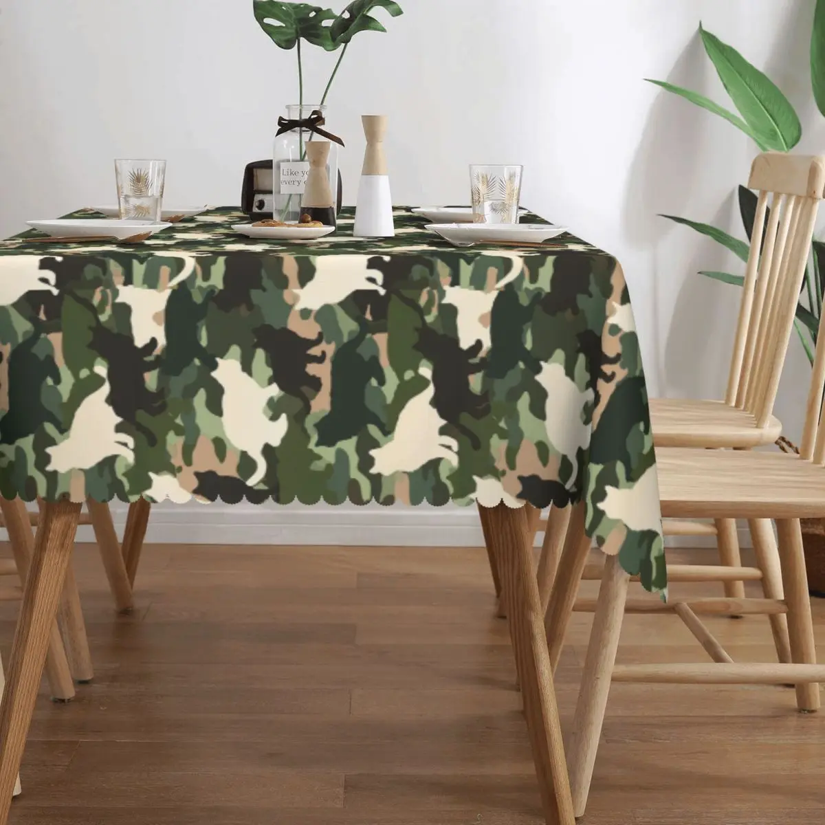 Cat Camouflage Customized Rectangular Tablecloth Waterproof Table Cover for Dining Events Table Cloth 3