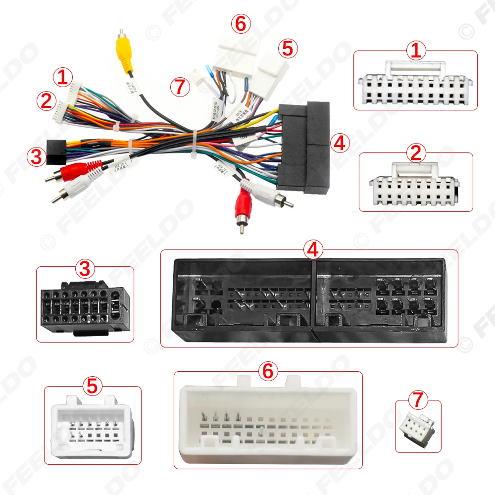 FEELDO Car 16pin Audio Wiring Harness Amplifier For KIA KX5/KX7 Sonata 9 Stereo Installation Wire Adapter