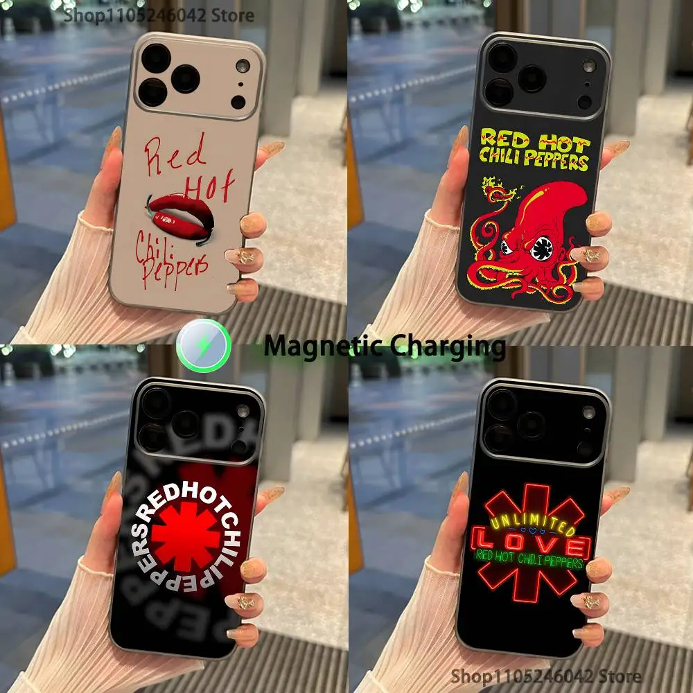 

Chili Red RHCP Shockproof Transparent gray Phone Case For iPhone 17,16,15,14,13,12,11,Pro,Max,Plus,Magnetic Charging
