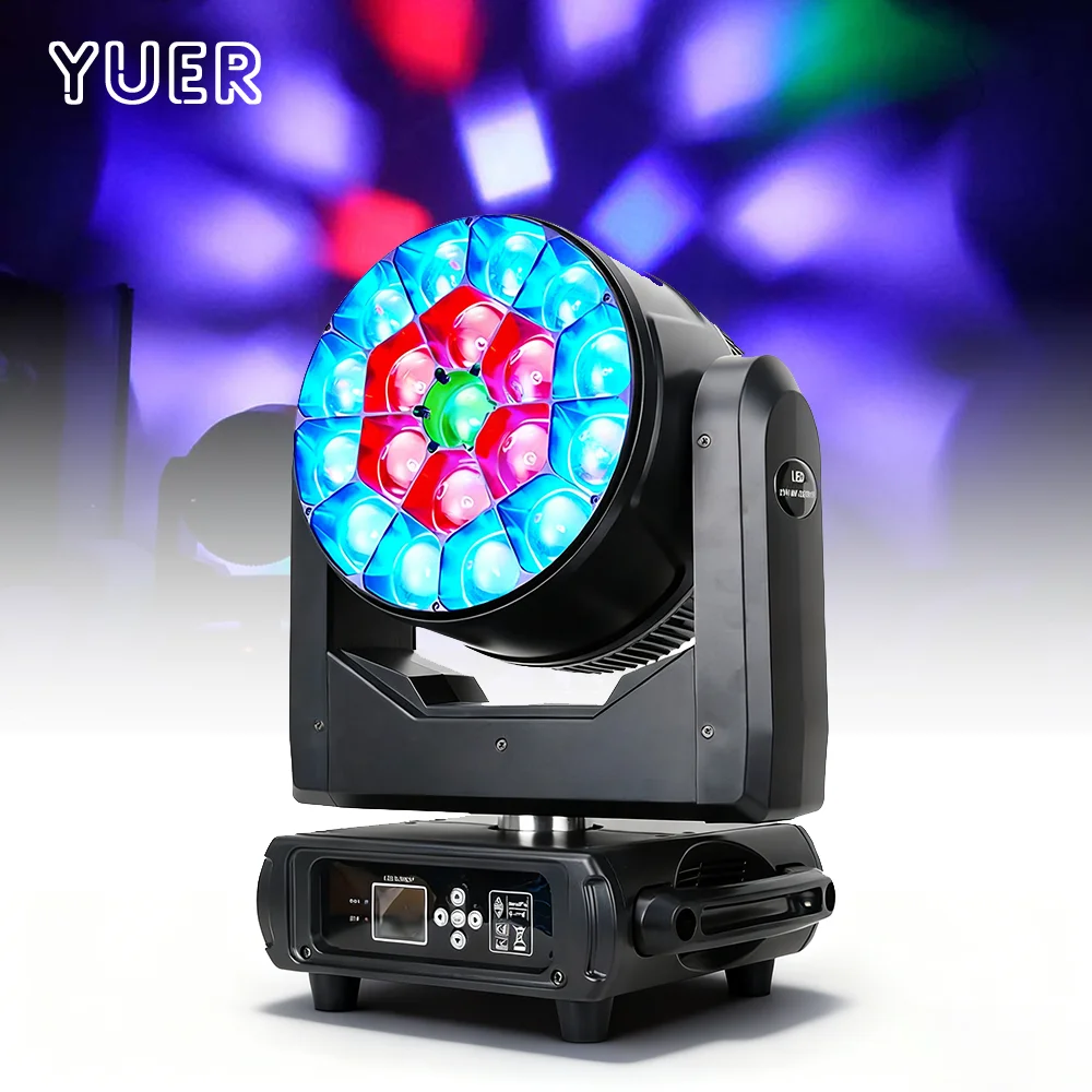 YUER LED RGBW 19X40W 4IN1 COB Bee Eye Moving Head Light Stage Effec Zoom Beam Dyeing Effect For DJ Disco Party Wedding Club