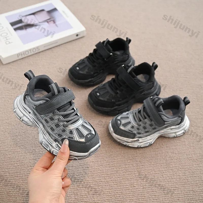 

Boys' Mesh Breathable Low Top Thick Sole Casual Sport Shoes 2025 Autumn Childrens' Fashion Versatile Comfortable Chunky Sneakers