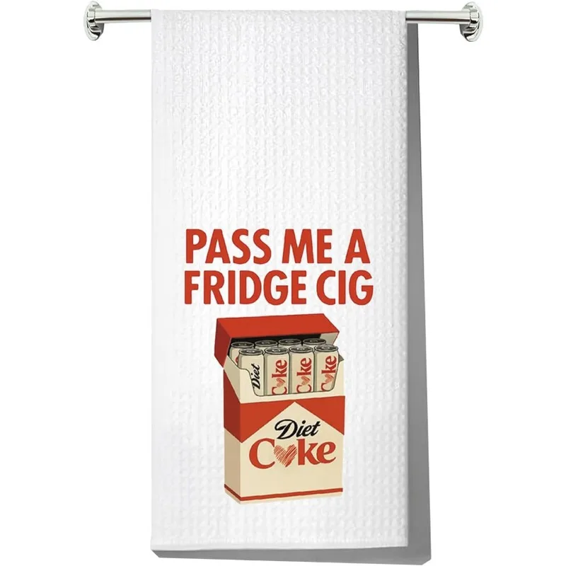 1-Pack diet soda-themed kitchen towels for bathing and showering, soft drink dish towels with a sugar-free print