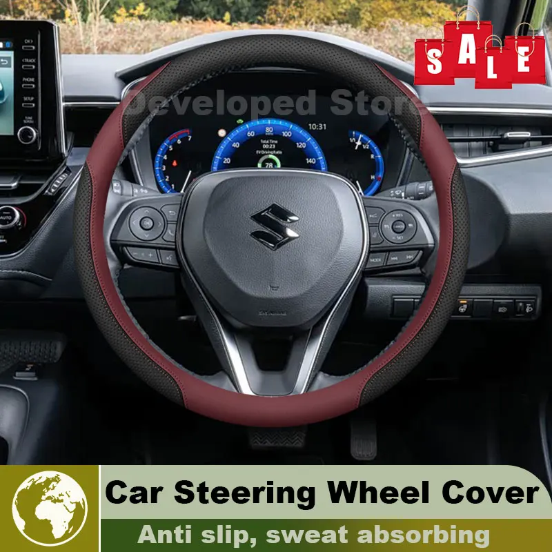 Leather Car Steering Wheel Cover For Suzuki Swace Toyota Corolla Touring Sports 2021-2024 Auto Interior Suzuki Swace Accessories