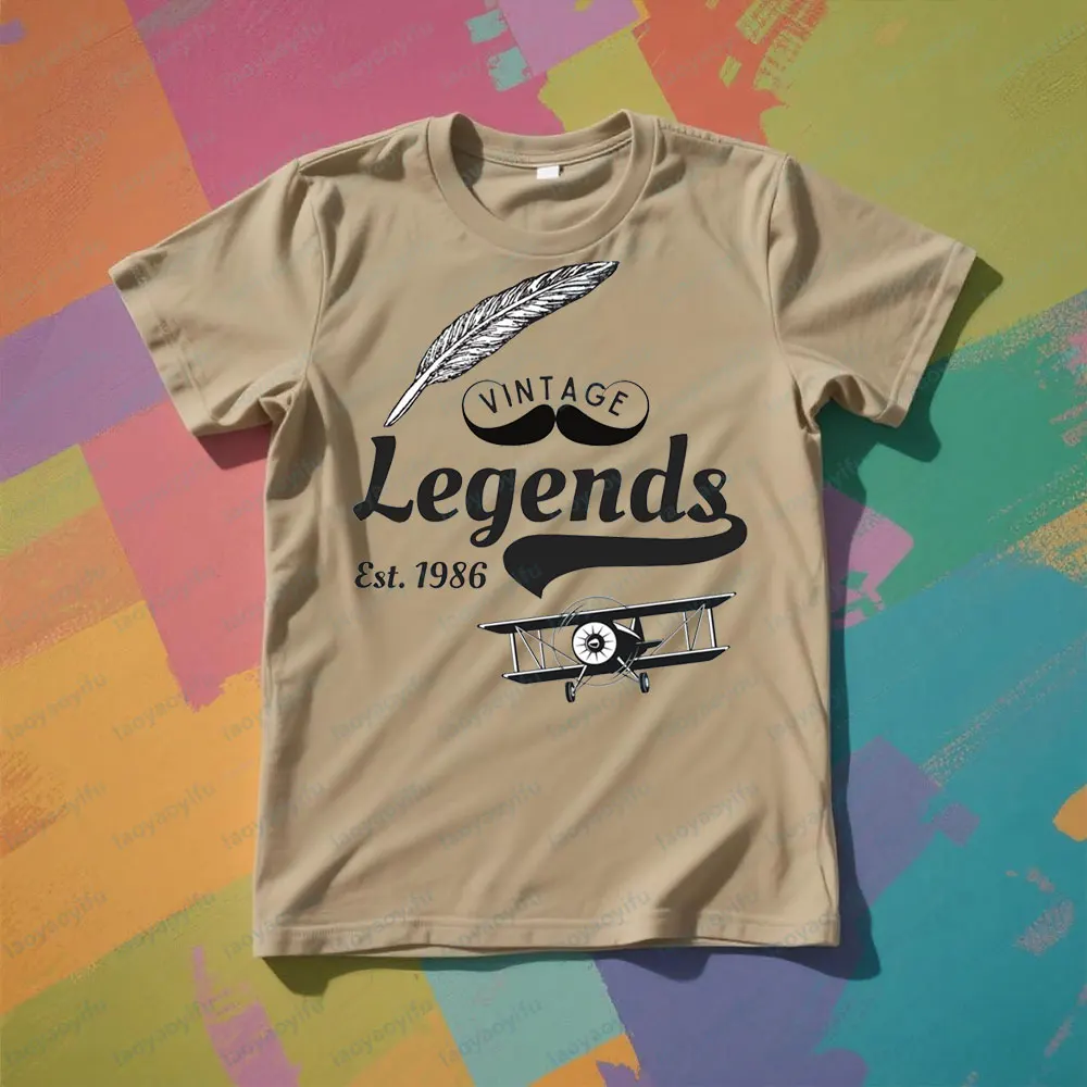 VINTAGE Legends Est 1986 التي شيرت المتقاعدين الطيار هدية الملابس هدية لعشاق الطيران الأب المحملة موضة ريترو تصميم الرجال T