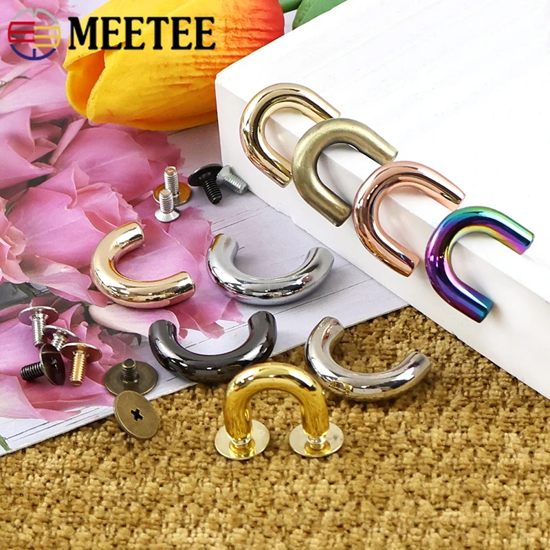 

20Pc Metal Arch Bridge Loops Buckles Bag Side Clip Strap Connect D Ring with Screw U Rings Clasp DIY Leather Crafts Accessories