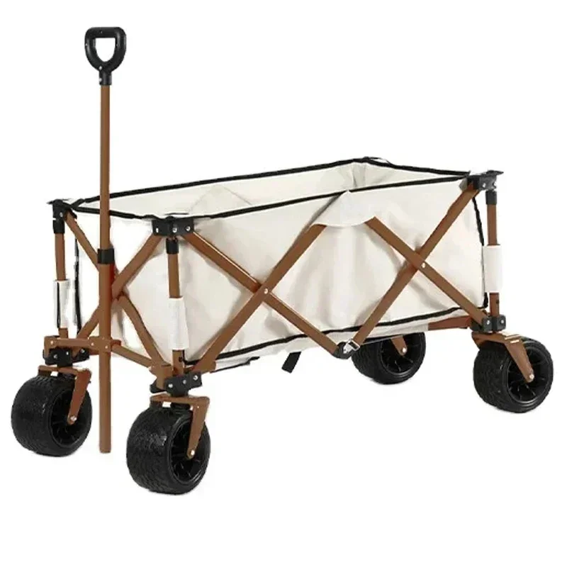 

Outdoor Garden Multifunctional Folding Camping Cart Double-deck Portable Beach Trolley Cart Camping Folding Wagon