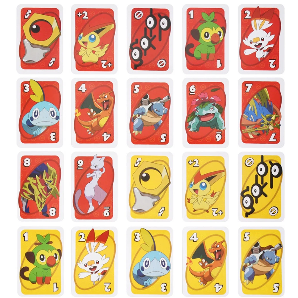 UNO FLIP! Pokemon Board Game Anime Cartoon Pikachu Figure Pattern Family Funny Entertainment uno Cards Games Christmas Gifts