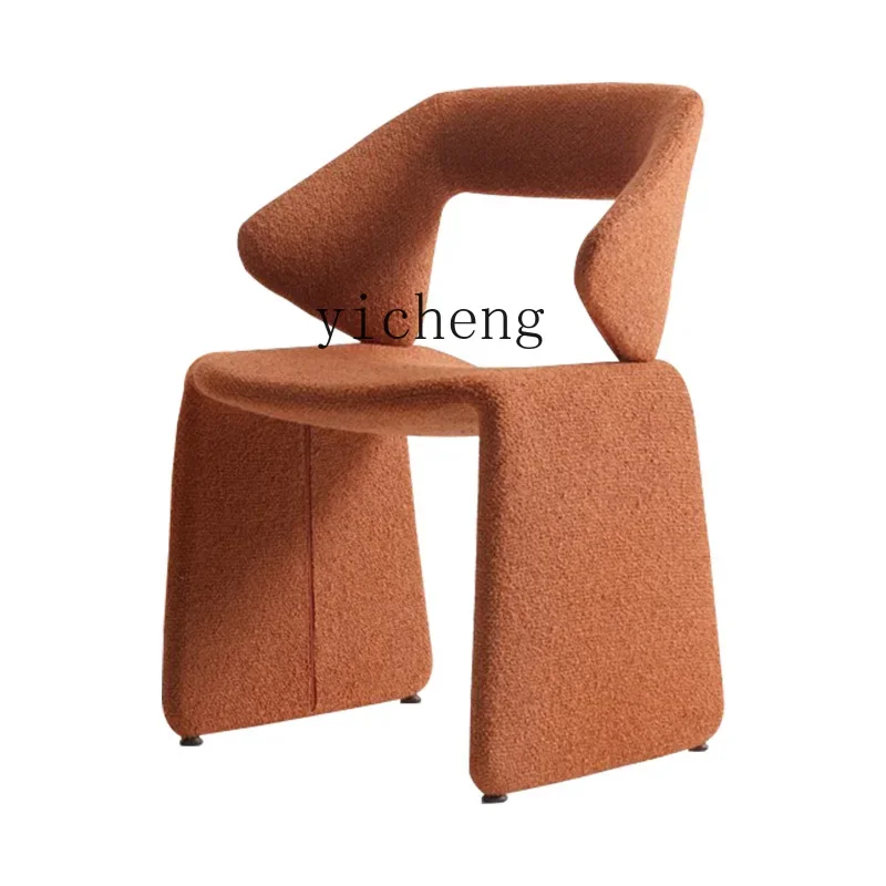 YY Nordic Fabric Dining Chair Living Room Dining Room Special-Shaped Creative Armchair with Armrest