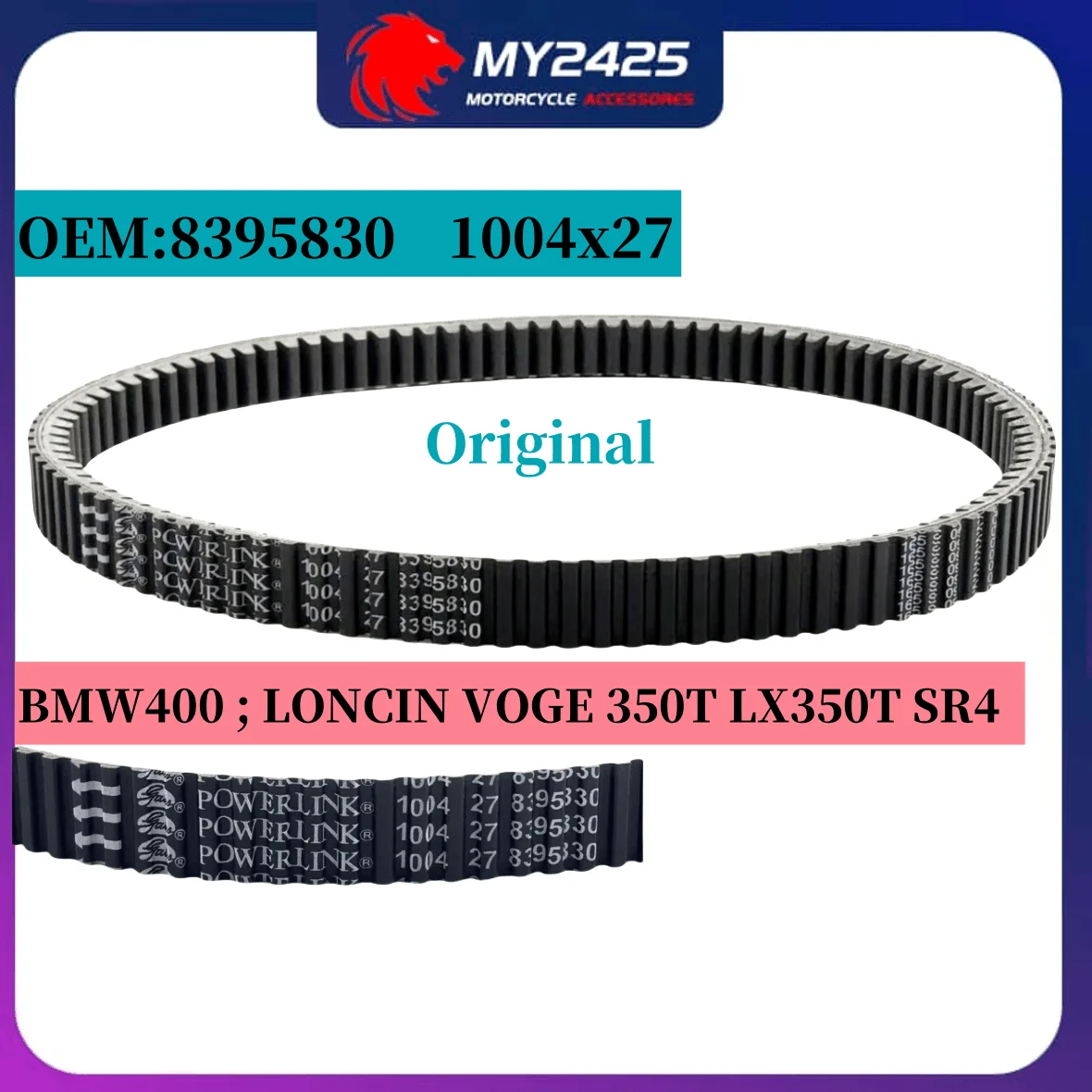 

Оригинальный приводной ремень 1004x27 для BMW400 LONCIN VOGE 350T LX-350T LX350T SR4 1004 27 BWM 8395830, приводной ремень мотоцикла