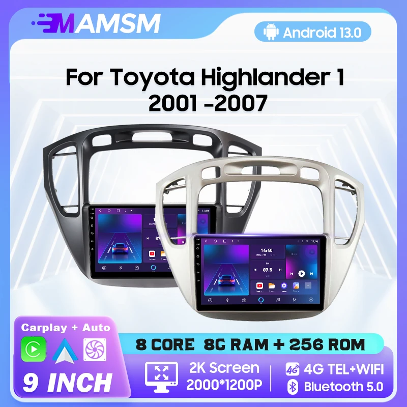 MAMSM Android 12 Car Radio For Toyota Highlander 2001 - 2007 Video Multimedia Player Navigation Stereo GPS 4G Carplay Autoradio