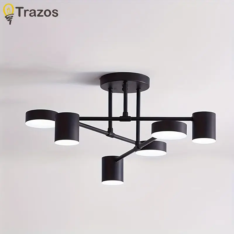 Nordic  Black Bedroom Ceiling Light Living Room Light Simple Atmosphere Home Study Bar Creative Simple Modern Iron Lighting