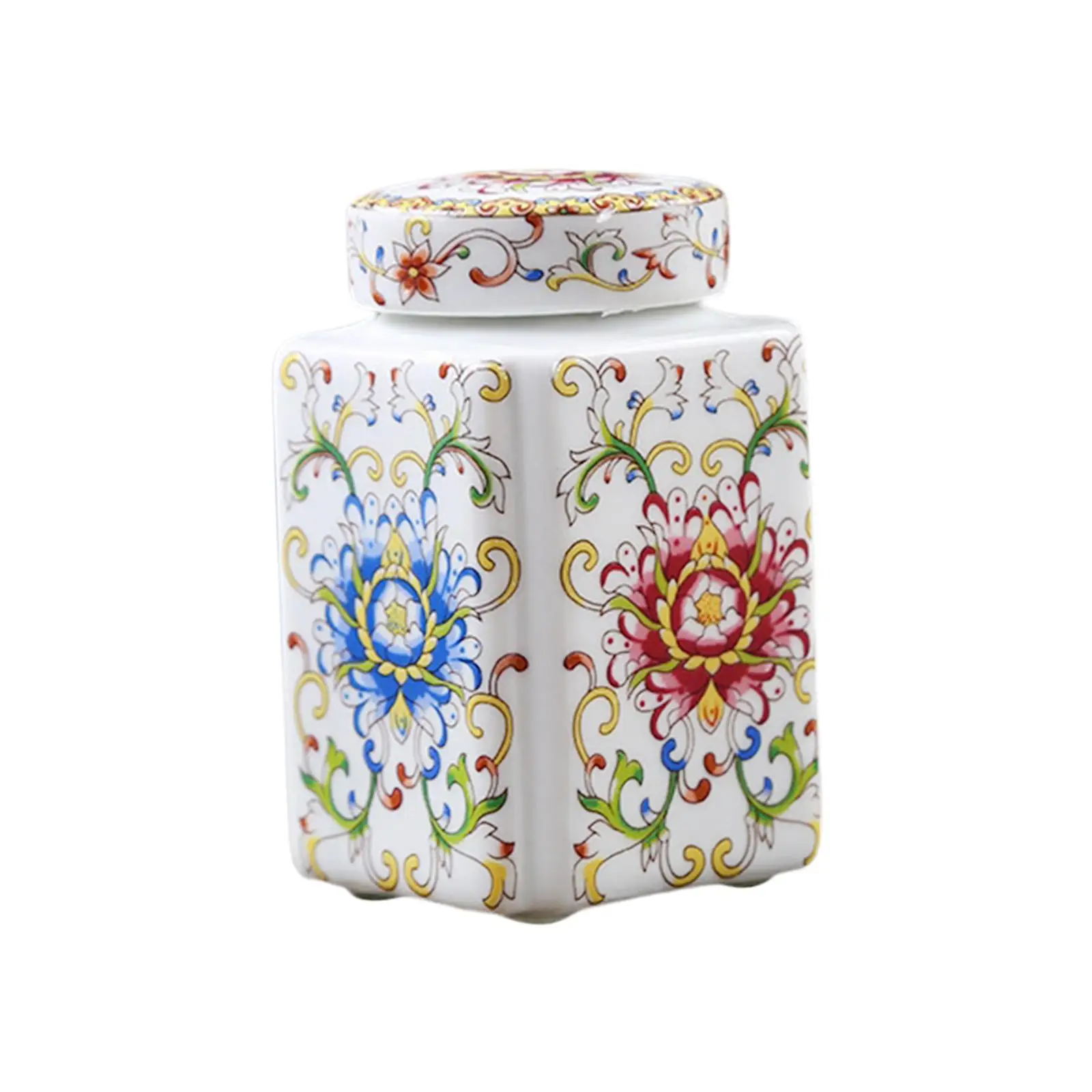 Porcelain Temple Jar Flower Vase Flower Display Organizer Tea Canister Ceramic Ginger Jar for Home Office Table Party Decor