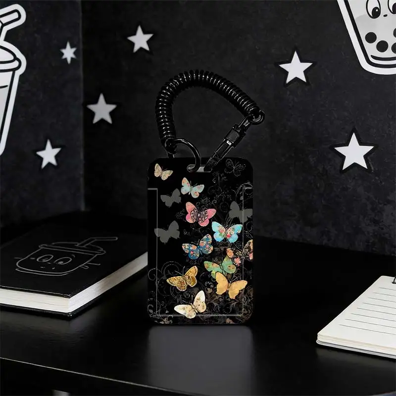 Card Protective Case for Student Bus/Meal Card Protection Case Photo Protector Kpop Photocard Holder Stretchable Spring Cord