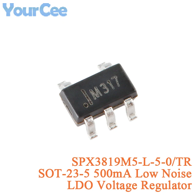 50Pcs/5Pcs SPX3819M5-L-5-0/TR SOT-23-5 M317 SPX3819M5 SPX3819 SPX3819M5-L-5-0 500mA Low Noise LDO Voltage Regulator Chip SMD