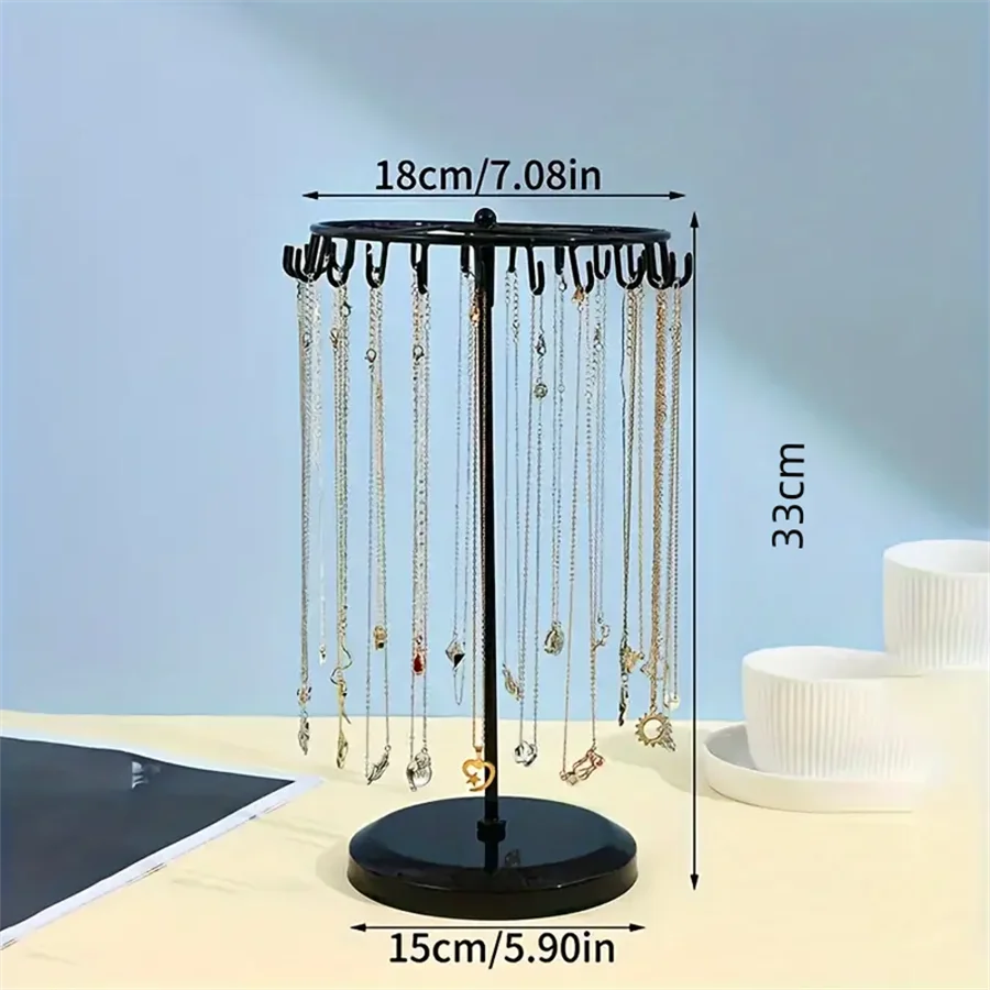 Rotating Necklace Holder Jewelry Organizer Display Stand with 23 Hooks
