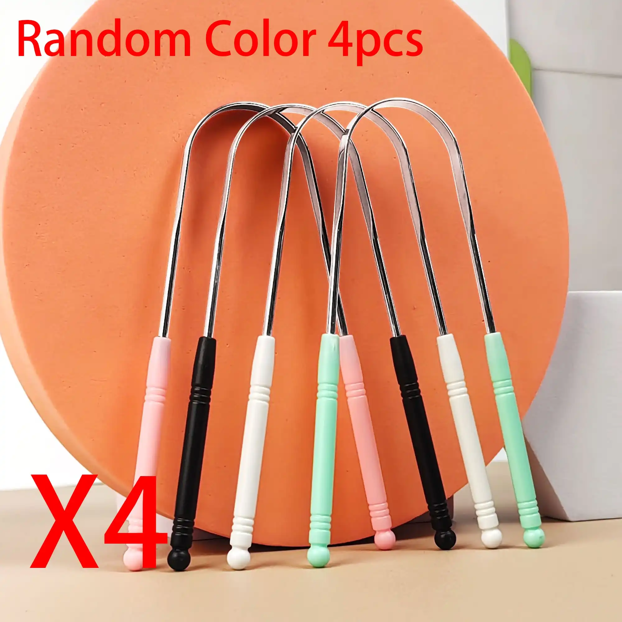1/2/4pcs Adult U-shaped tongue scraper, stainless steel tongue scraper to reduce bad breath, Multi piece set with random colors