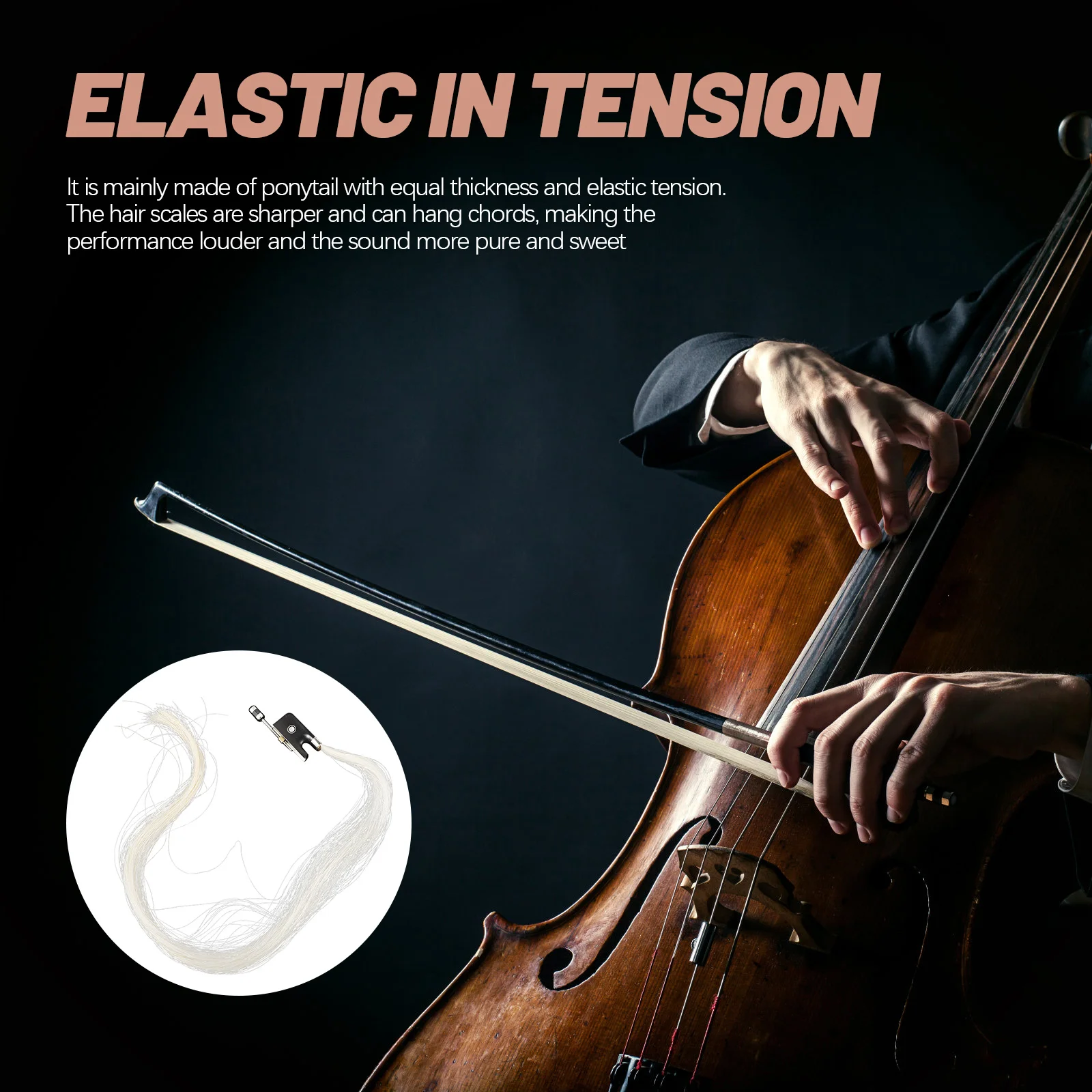 

Violin Bow Hair Premium Horse Tail Hair Durable Replacement For Violin Viola String Instrument Supplies Accessory
