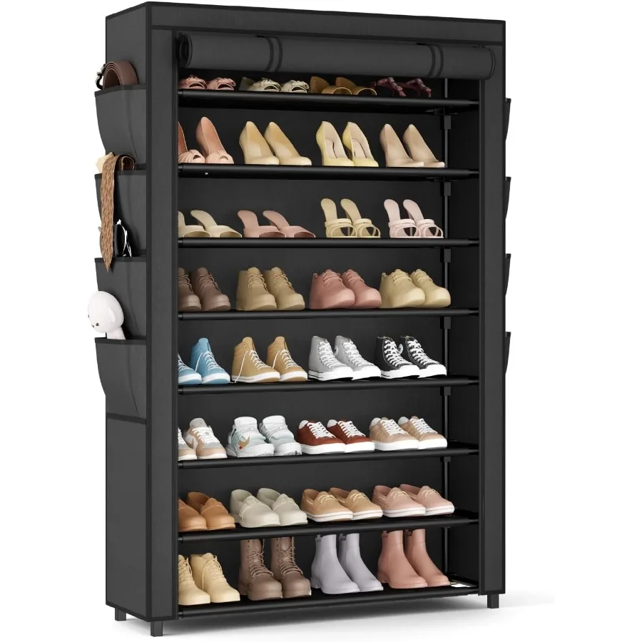 

Shoe Rack with Cover 8 Tier Tall Shoe Organizer Storage for 3645 Pair Shoes and Boots Large Shoe Storage Shelf Free Standing Sh