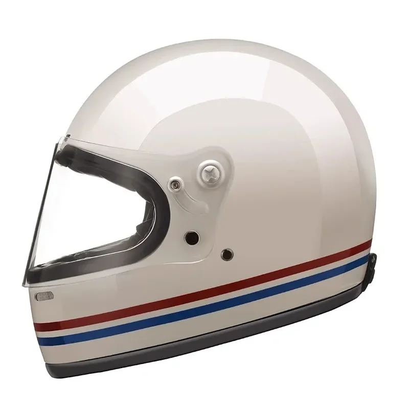 AMZ Retro Motorcycle Helmet Men Women Motorcycle Full Helmet Fiberglass Motocross Helmet DOT Certification