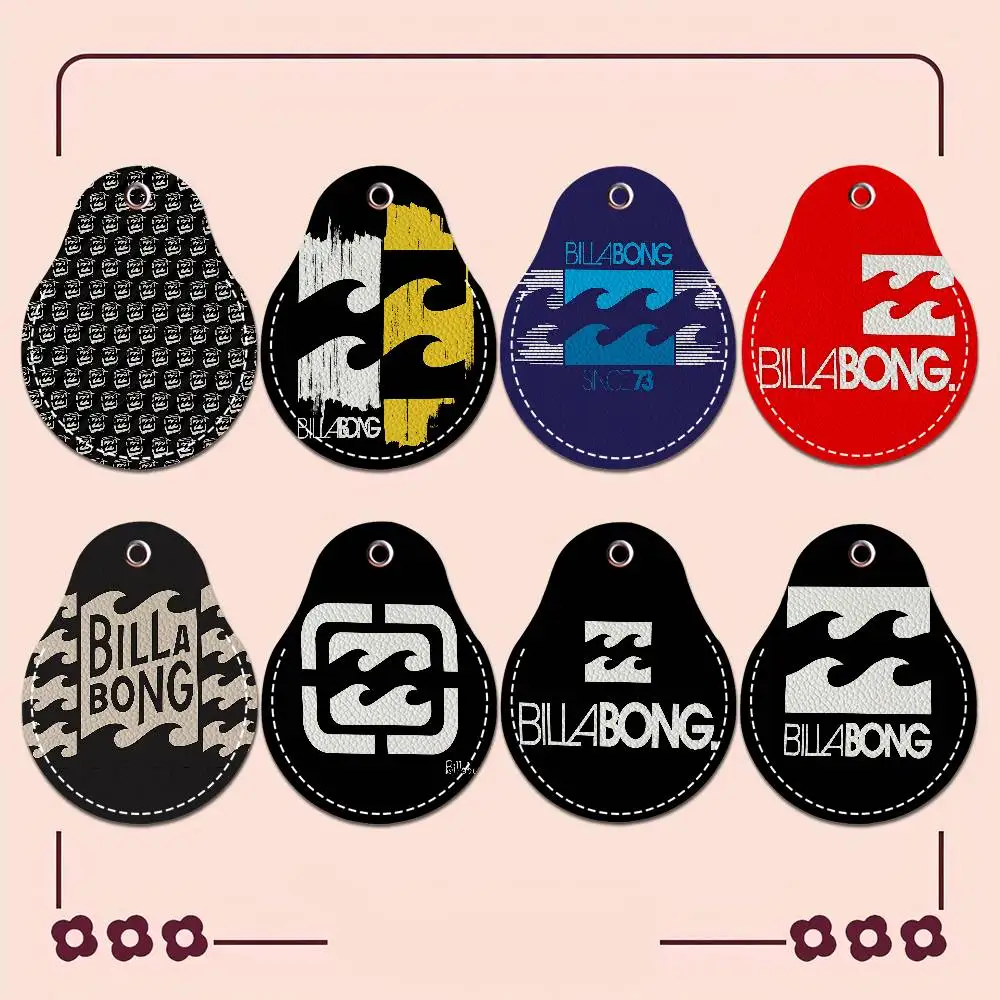Fashion Billabongs PU Access Case Anti-lost Anti-fall Card Holder Keychain Accessories Fingerprint-proof Key Tag Ring