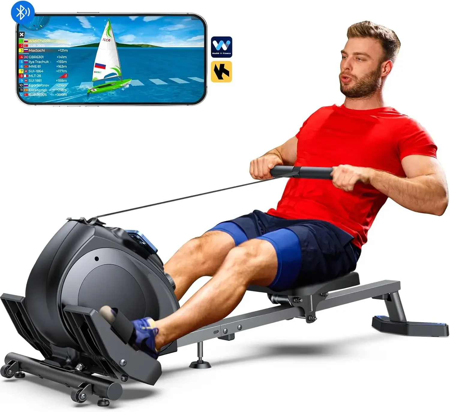 Rowing Machine Magnetic Rowing Machine for Home Low-Impact Compact Upright Storage Rower for Small Space