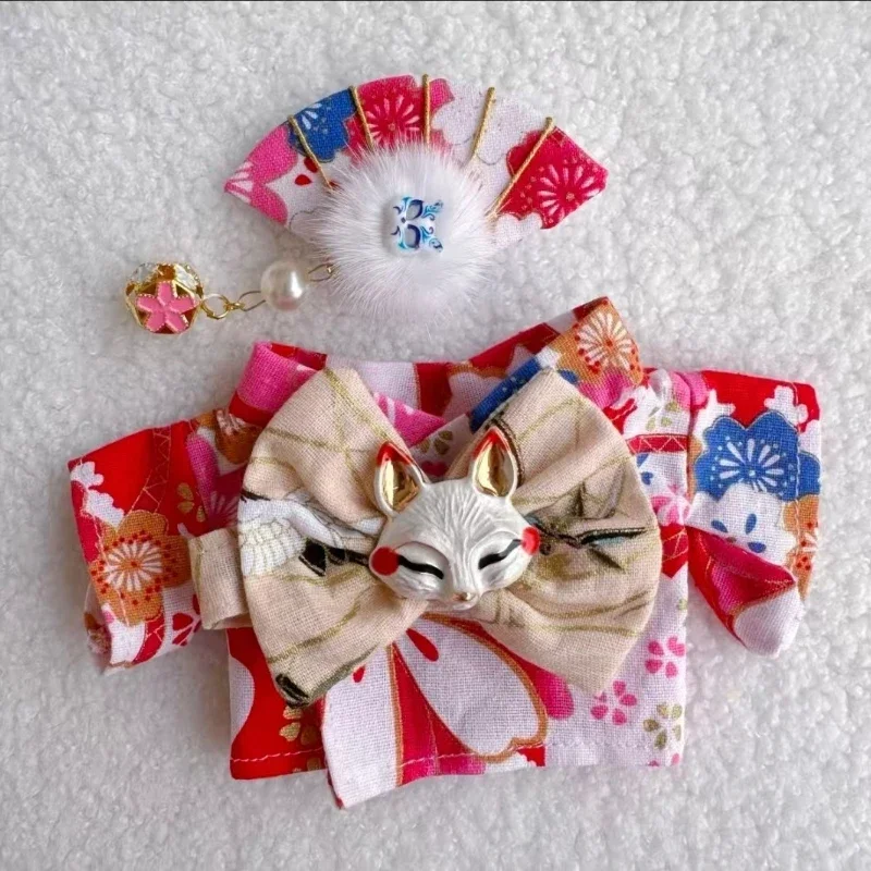 Conjunto de roupas quimono japonês para bonecas labubu v1 v2 de 15/17cm, acessórios de decoração
