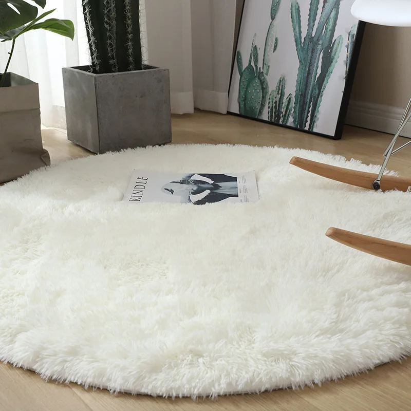 Large Round Carpet 80/100/120/140/160cm Modern Shaggy Rugs And Carpets For Home Living Room Bedroom Red  White Carpet Rug mat