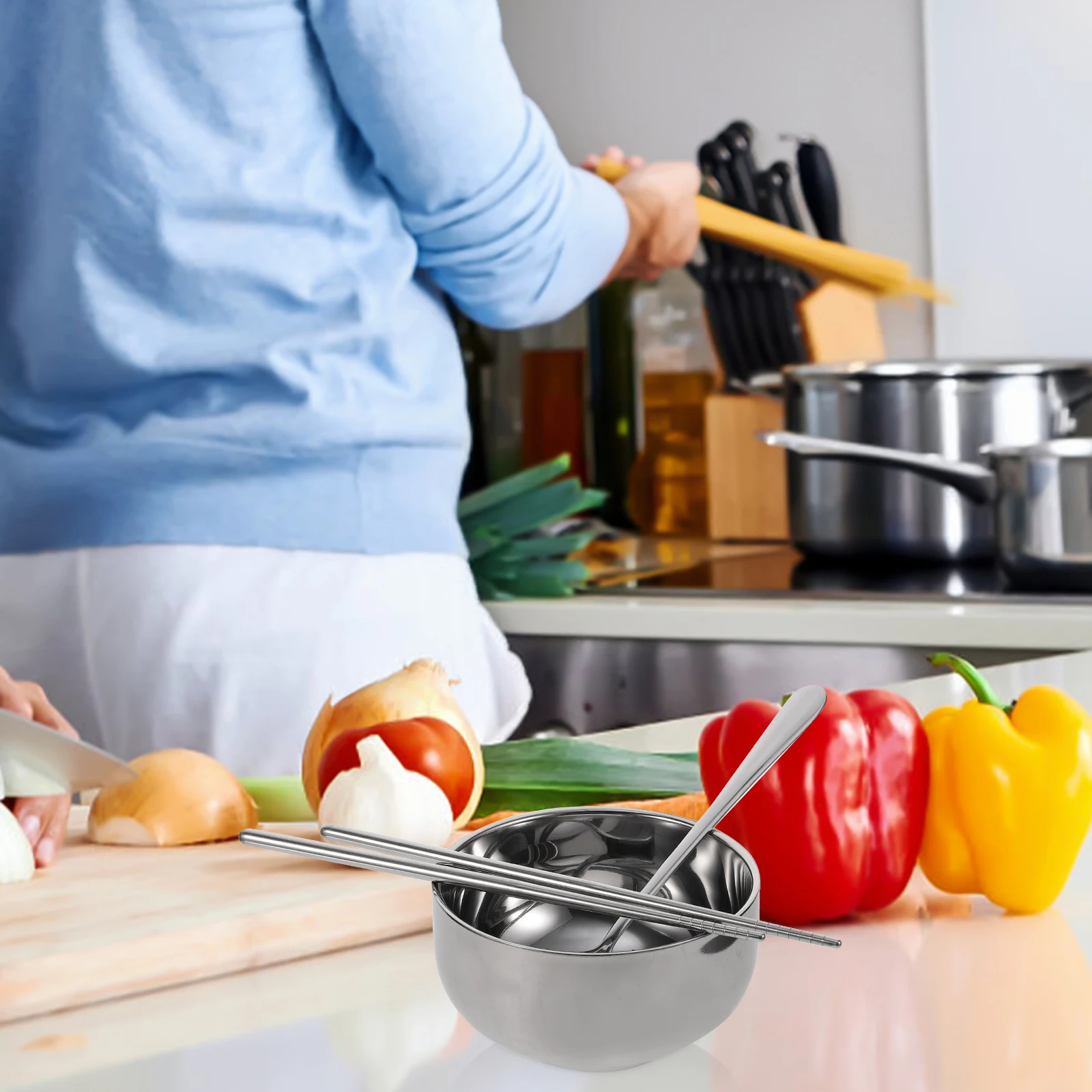 

Stainless Steel Bowl Lightweight Tableware High-quality Cutlery Oxford Cloth Kitchen Convenient Utensils