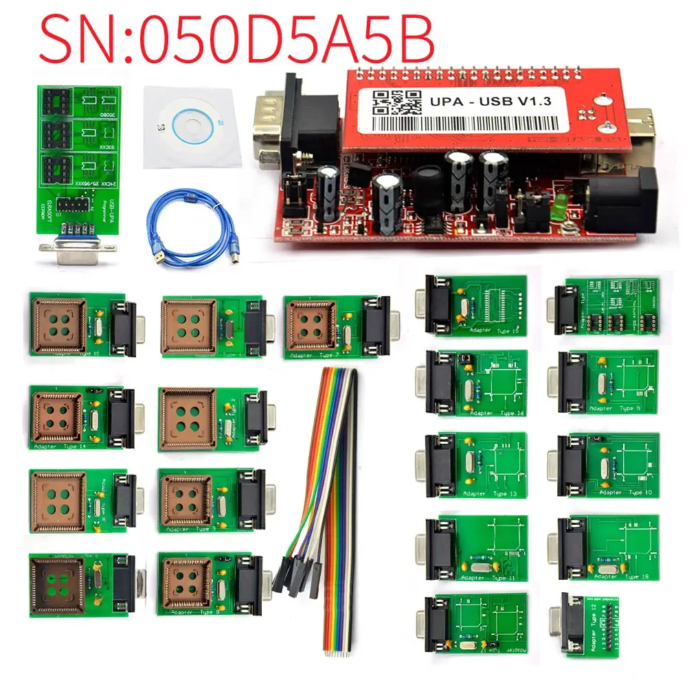 جديد UPA-USB V1.3 SN:050D5A5B مع كابل اختبار ECU رقاقة ضبط مع 350 ميجابايت كامل النصي Upa Usb مبرمج أداة تشخيصية ﻿