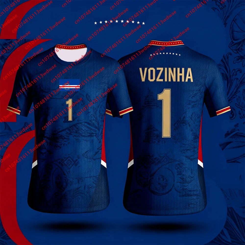 Cape Verde Football Training Kit Classic Jersey Quick-Drying VOZINHA 1 Jersey Cape Verde National Suit Player Version Kid Tee