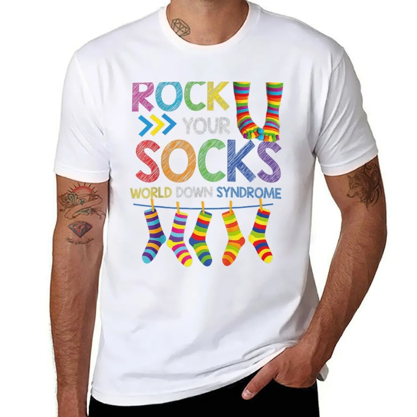 World Down Syndrome Day T Shirt Rock Your Socks Awareness T-Shirt Odor Resistant Short Sleeve Top