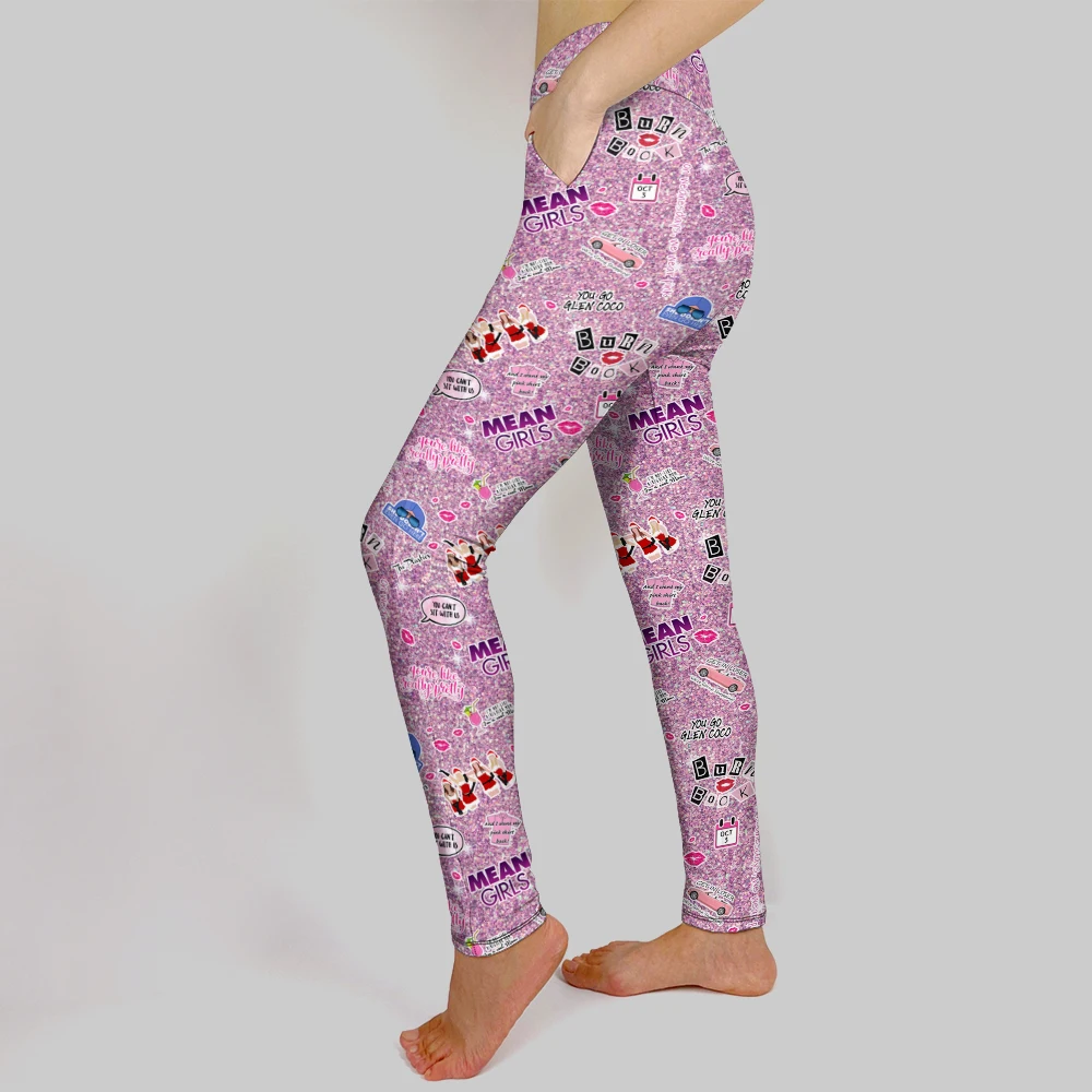 LETSFIND-Pantalones elásticos ajustados suaves para mujer, Leggings con estampado 3D de media chica, cintura alta, Fitness, con bolsillos interiores, Sexy, nuevo