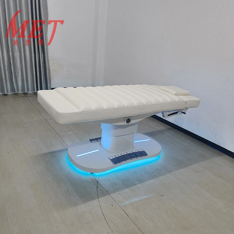 Modern Luxury Salon Spa Massage Beauty Bed Foot Controlled Adjustable Curved Electric Lash Extension Bed Head Facial Bed