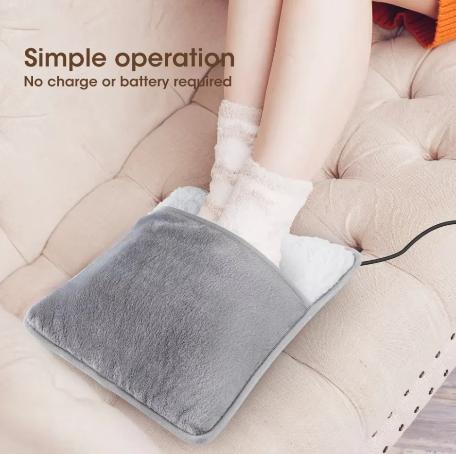 Winter Electric Foot Heating Pad USB Charging Soft Plush Washable Foot Warmer Heater Improve Sleeping Household Foot Warming Mat image 3